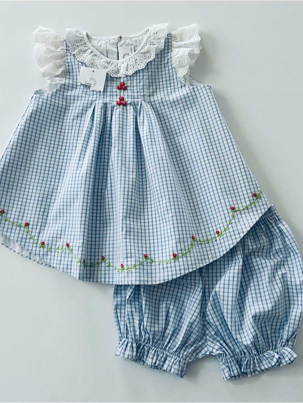 The Proper Peony 4T Toddler Girl Classic Blue Gingham Top Bloomer Set